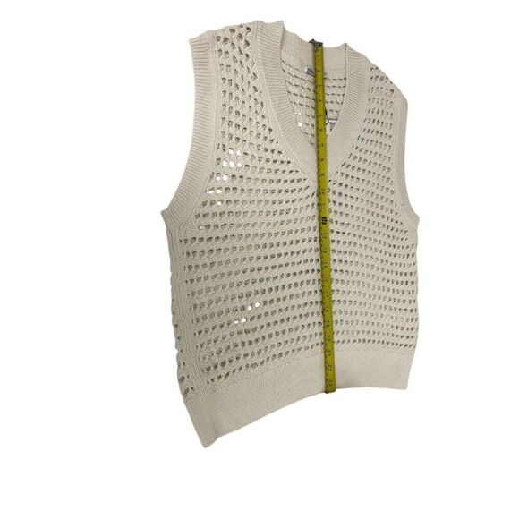 Zara Mens Cutwork Sweater Vest Size M Ivory Open Knit Crochet 1023/300 NWT - Picture 12 of 14